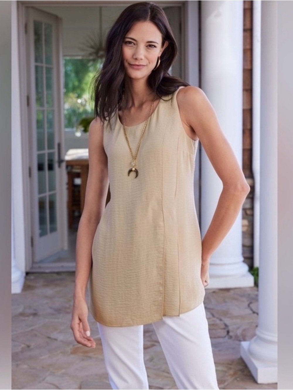 Soft Surroundings Wellesley Taupe Tank NWT Medium